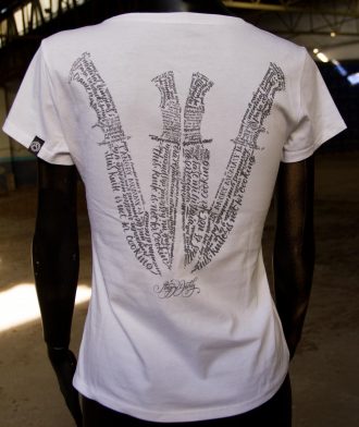 Camiseta femenina, blanca de algódon, últimas tendencias. Angry Daddy