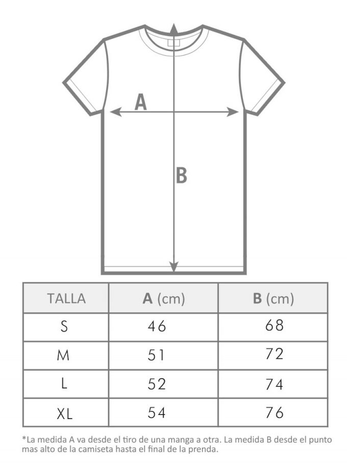 Tabla de talla camiseta hombre
